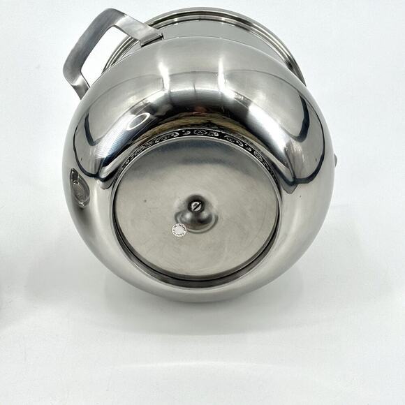 Oneida Custom 18/8 Stainless Ice Bucket MCM Ornate Floral Trim with Black Inlay - Picture 5 of 14